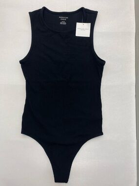 American Eagle Black Ribbed Tank Bodysuit